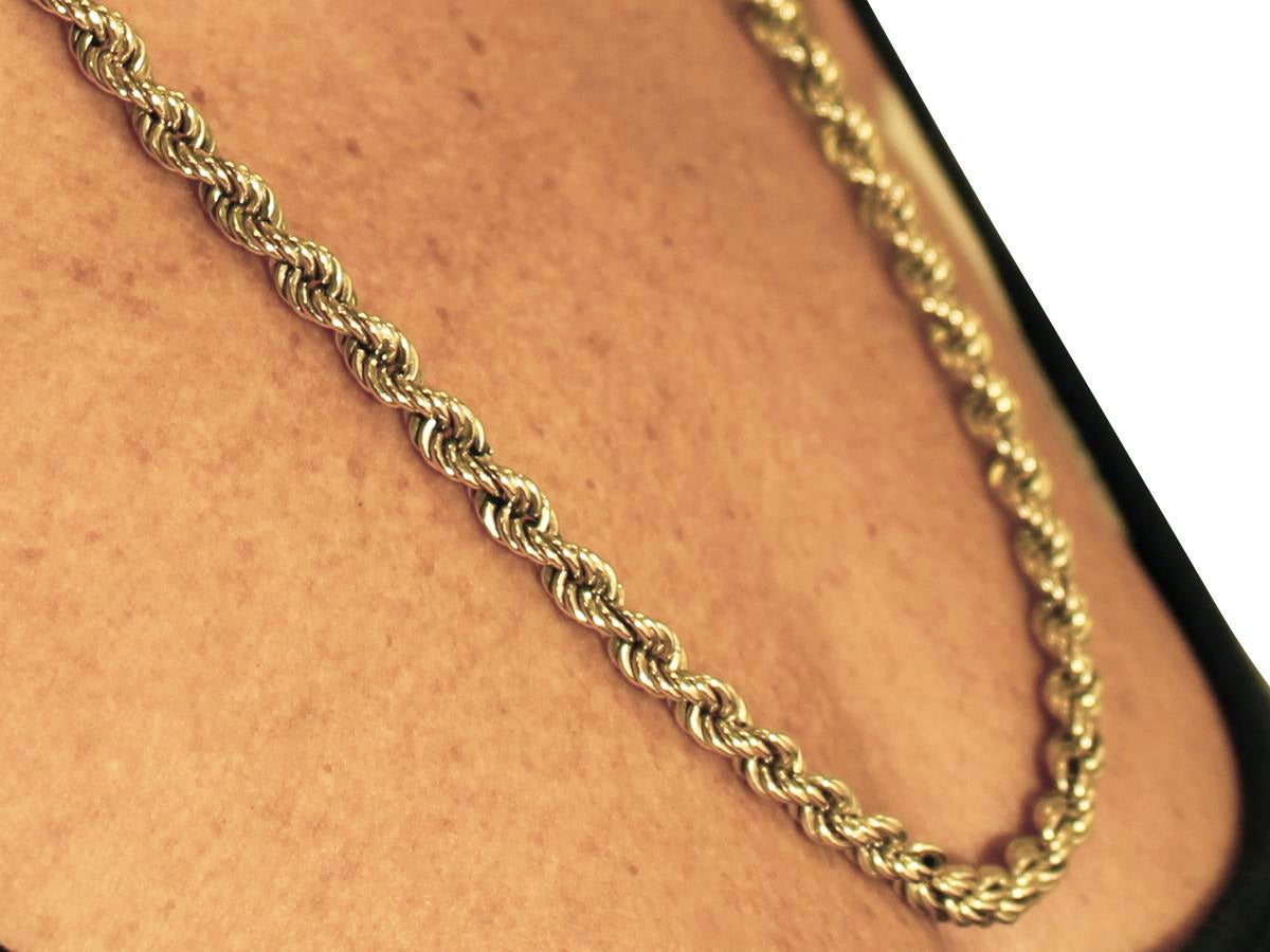 9k Yellow Gold Rope Twist Chain Necklace - Antique Victorian 2