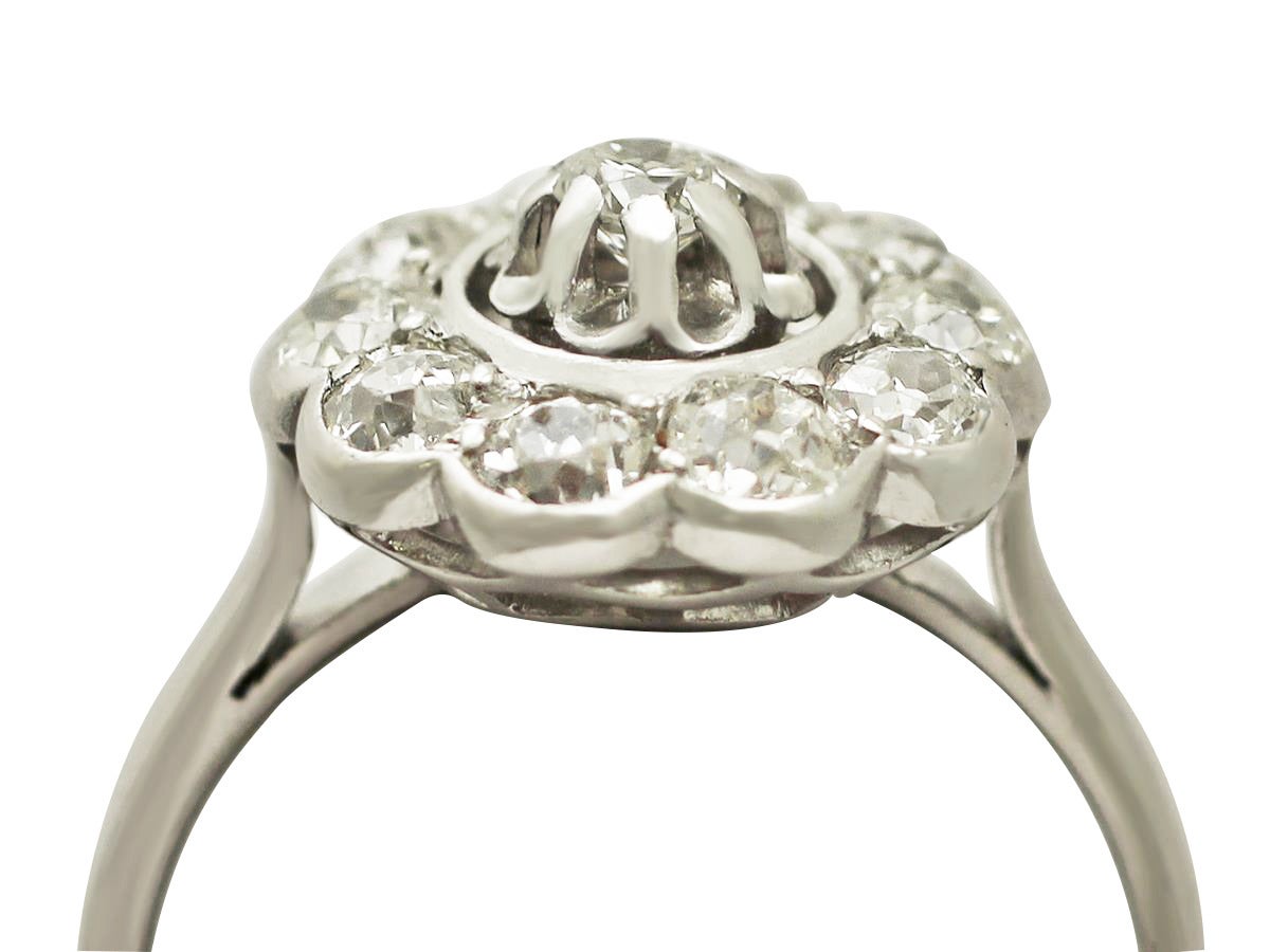 A fine and impressive antique 0.68 carat diamond and 18 karat white gold, platinum set dress ring; part of our antique jewelry and estate jewelry collections

This impressive 1920's ring has been crafted in 18k white gold with a platinum