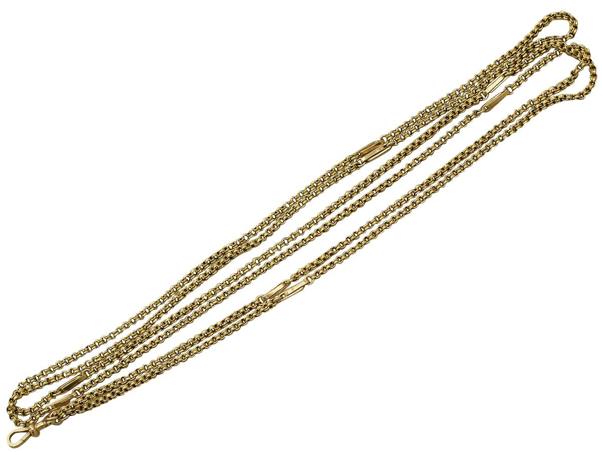 Women's or Men's 9k Yellow Gold Longuard Chain - Antique Victorian