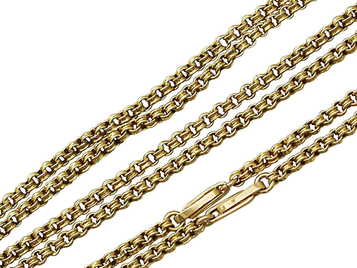 9k Yellow Gold Longuard Chain - Antique Victorian 1