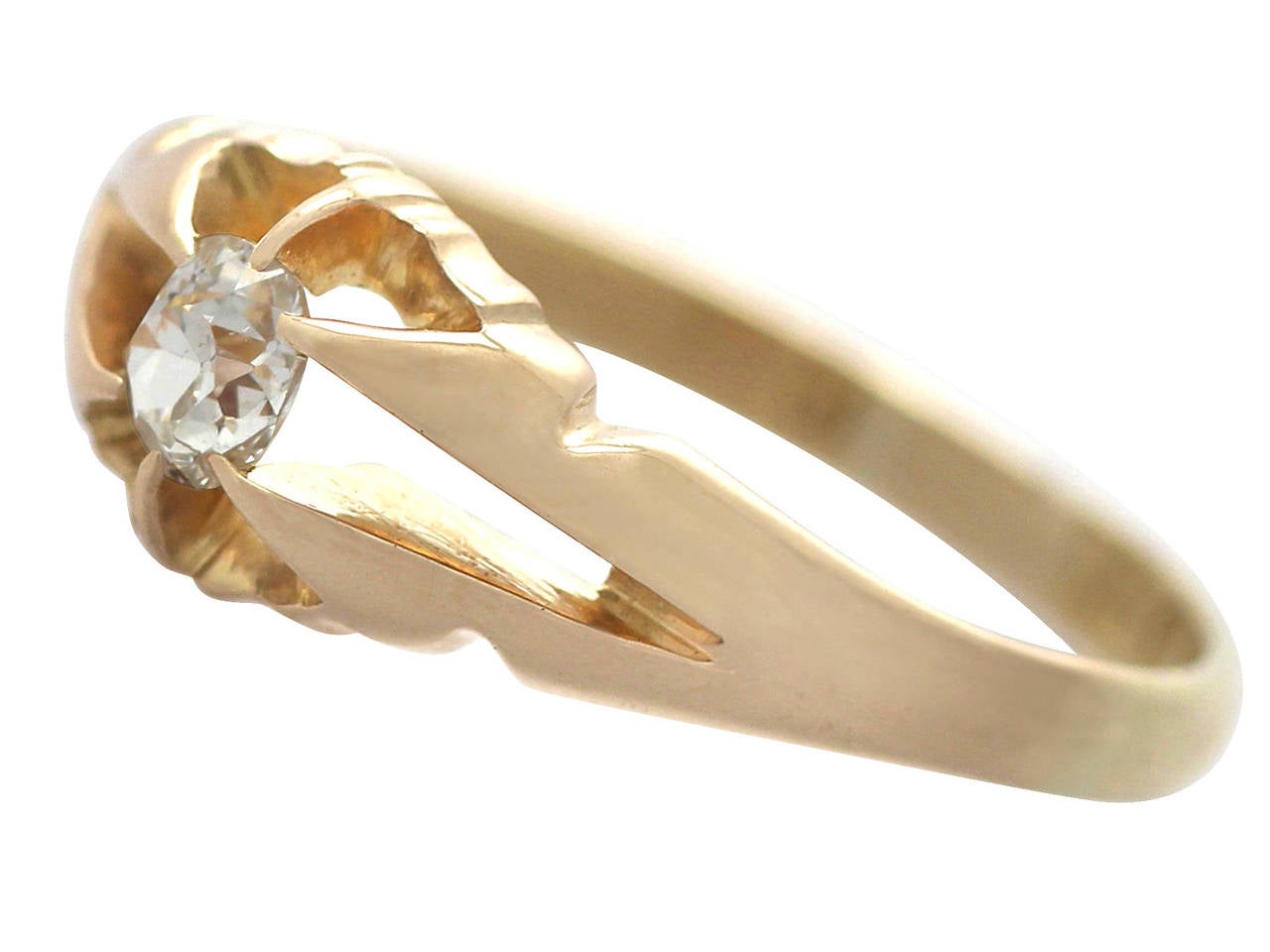 Diamond and 18k Yellow Gold Solitaire Ring, Antique, 1928 In Excellent Condition In Jesmond, Newcastle Upon Tyne
