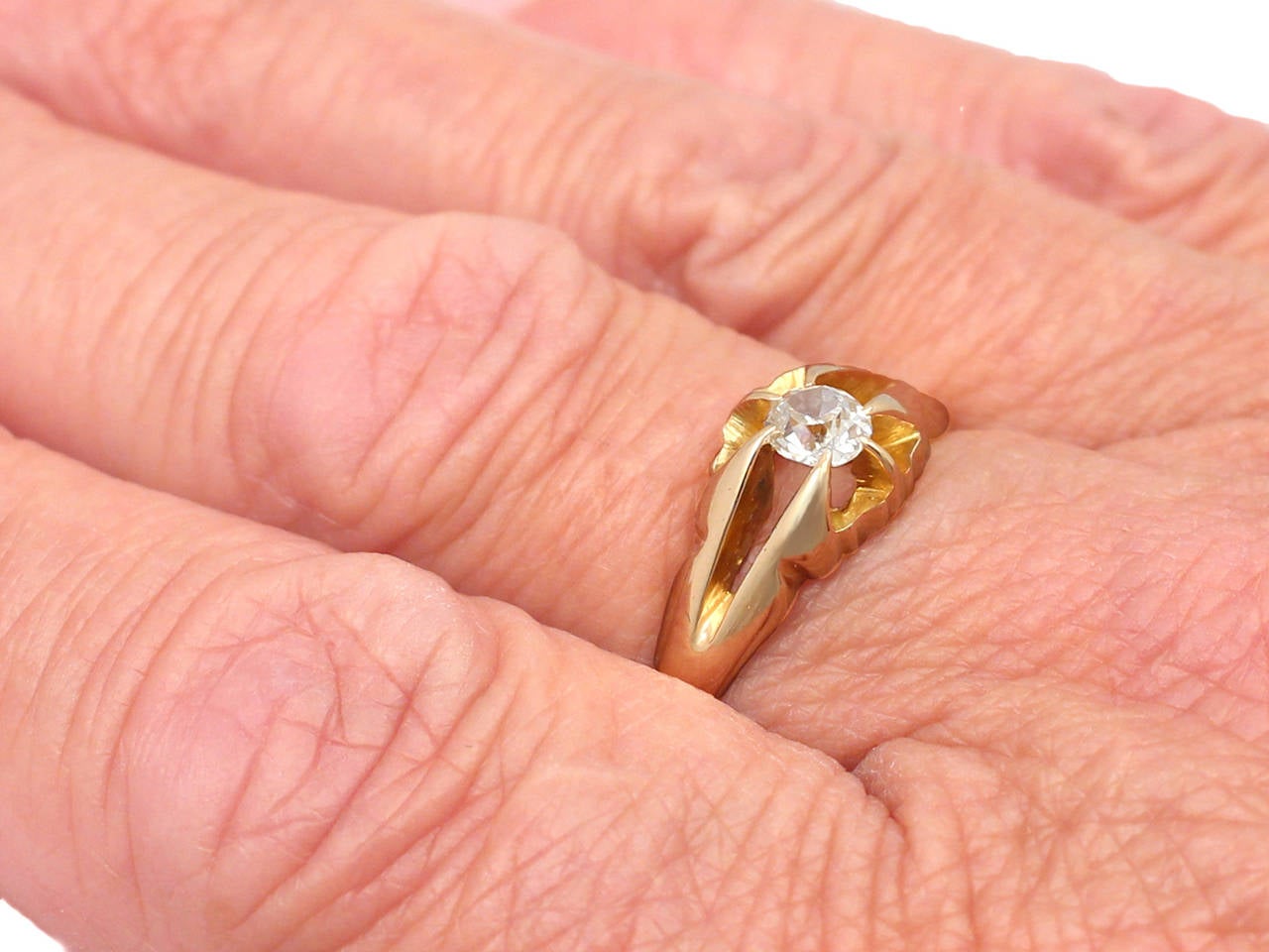 Diamond and 18k Yellow Gold Solitaire Ring, Antique, 1928 2