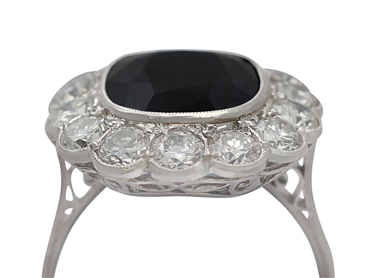 1920s 8.06 Carat Sapphire and 3.45 Carat Diamond, Platinum Dress Ring