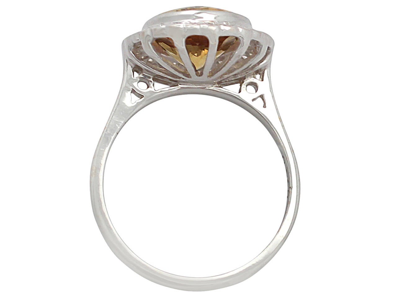 1960s 4.15 Carat Citrine and Diamond White Gold Cocktail Ring 2