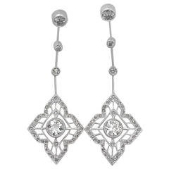 1910s Art Deco 1.93 Carat Diamond Platinum Earrings 1