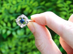 Antique Sapphire and Diamond Cocktail Ring in 18k Yellow Gold