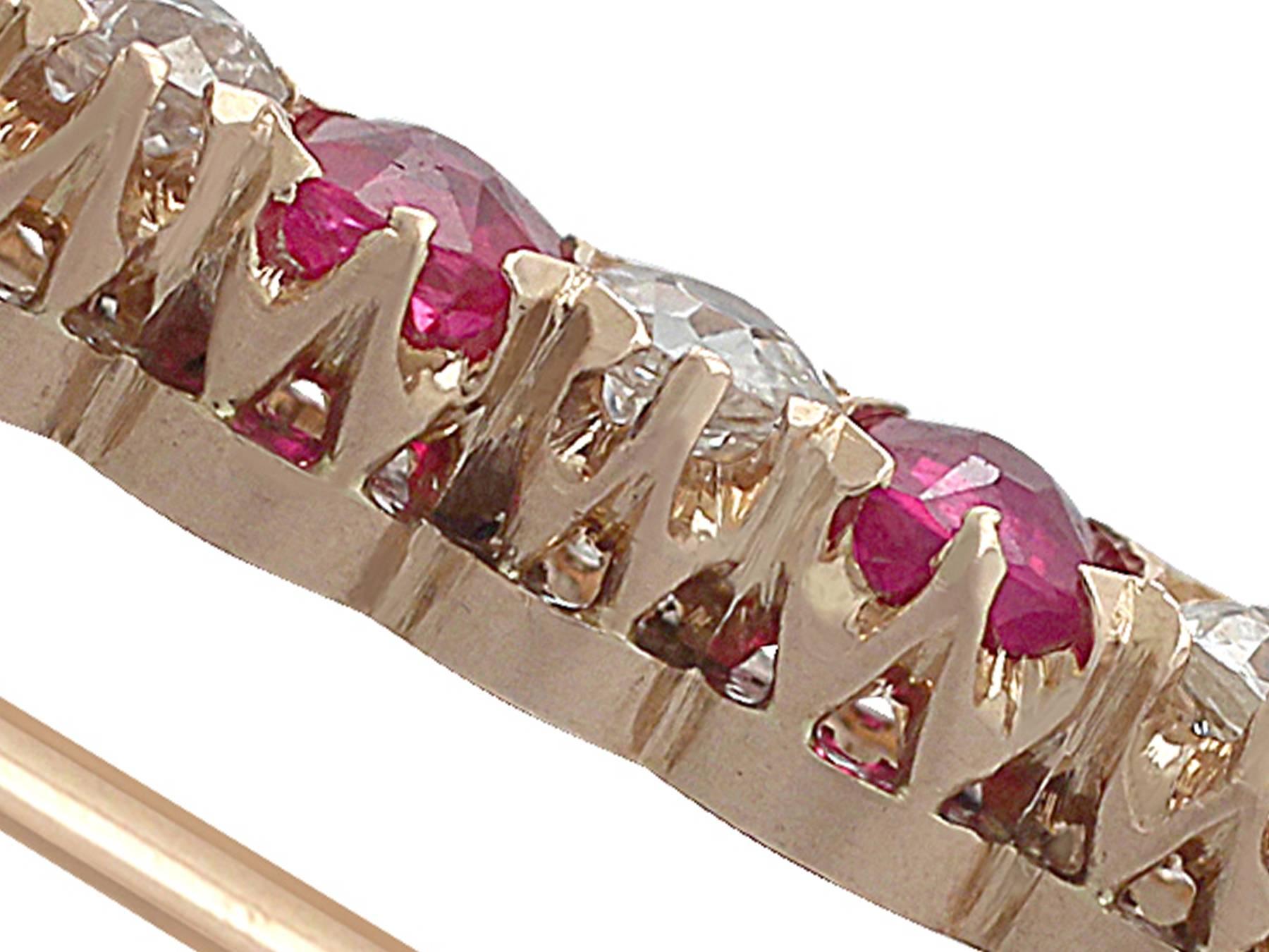 1.48Ct Ruby and 0.85Ct Diamond, 14k Rose Gold Bar Brooch - Antique Victorian 2