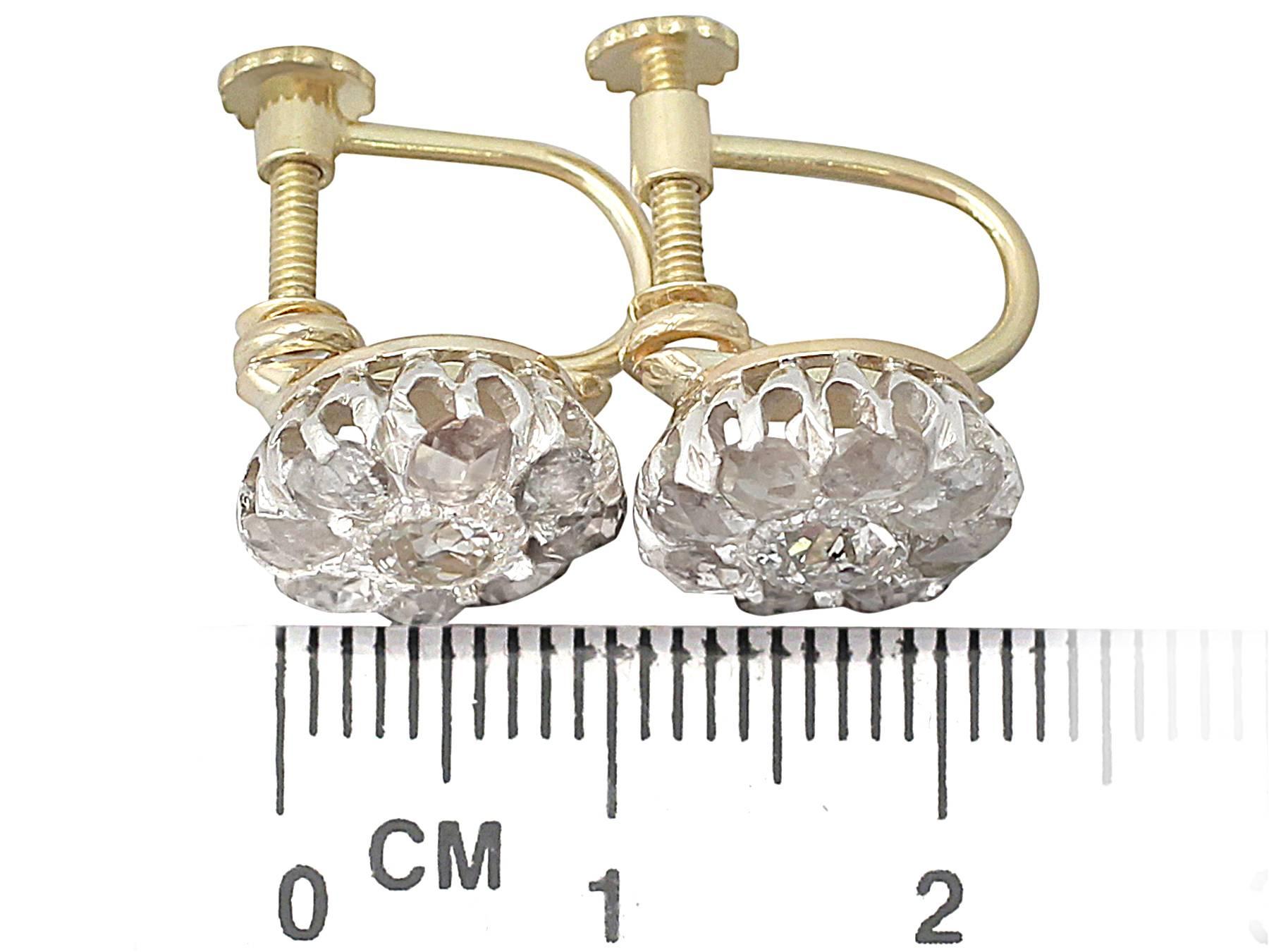 2.32Ct Diamond & 18k Yellow Gold, Silver Set Cluster Earrings - Antique 3
