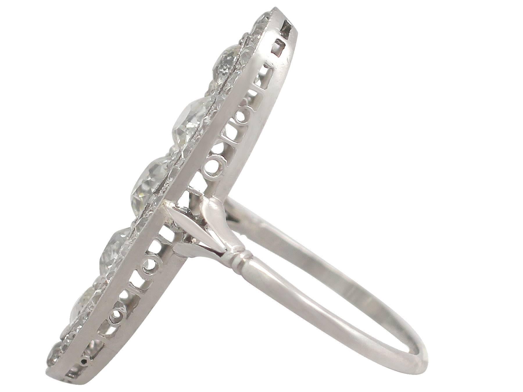 Antiker 3::24 Karat Diamant & Palladium Cocktail Ring (Alteuropäischer Schliff)
