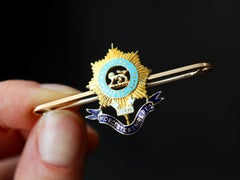 1915 15k Yellow Gold Enamel Worcestershire Regiment Bar Brooch