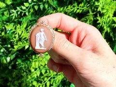 Antique Hardstone and Diamond Yellow Gold Cameo Brooch