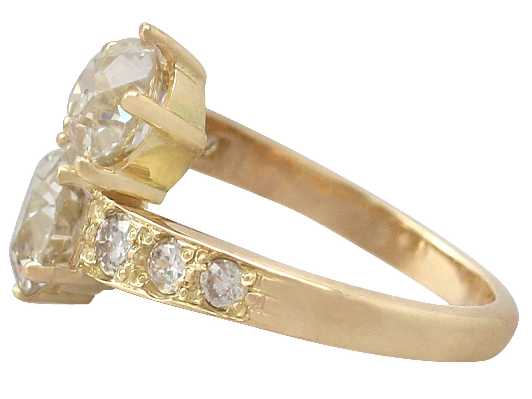 Art Deco 3.27Ct Diamond and 18k Yellow Gold Twist Ring - Antique Circa 1920