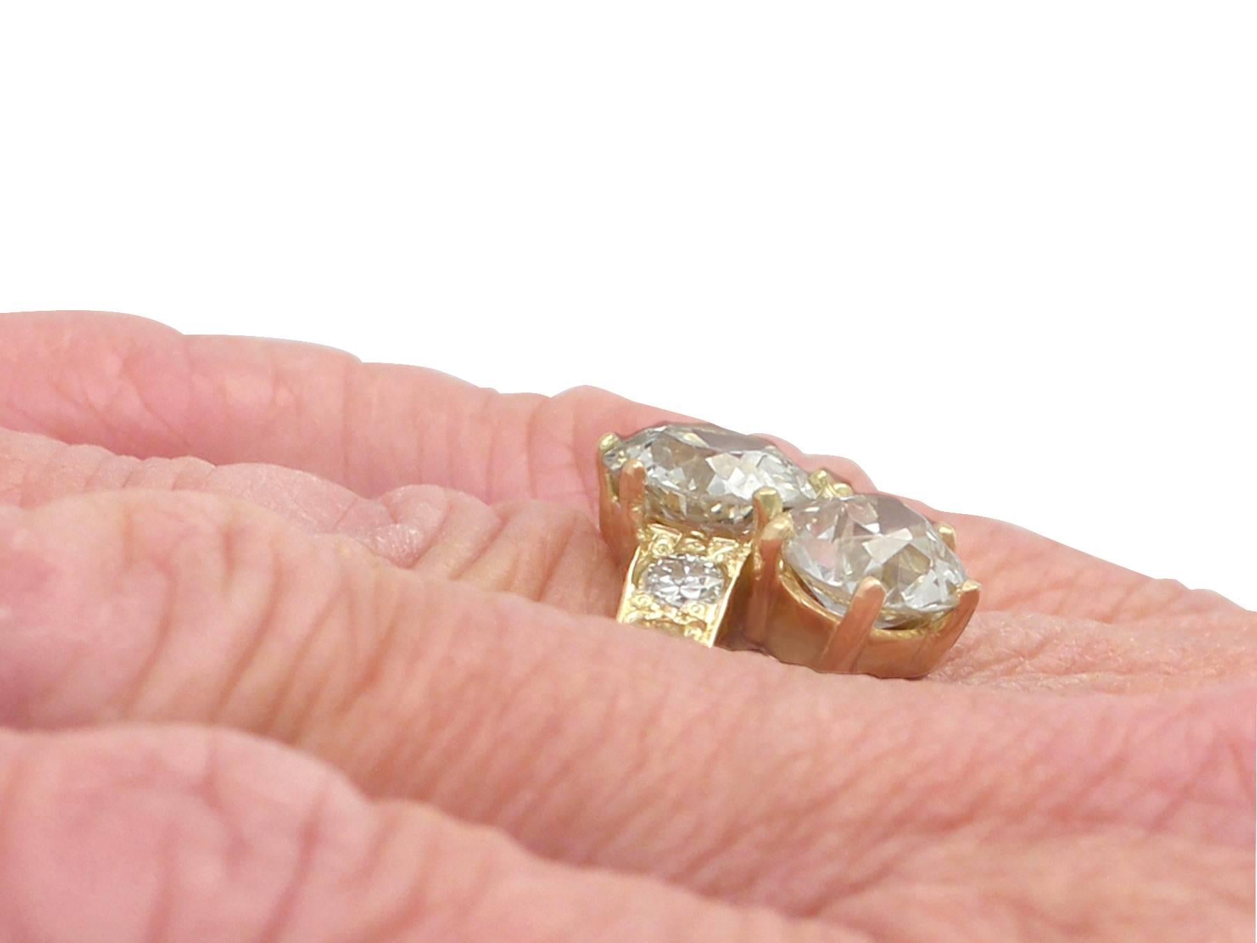 3.27Ct Diamond and 18k Yellow Gold Twist Ring - Antique Circa 1920 2