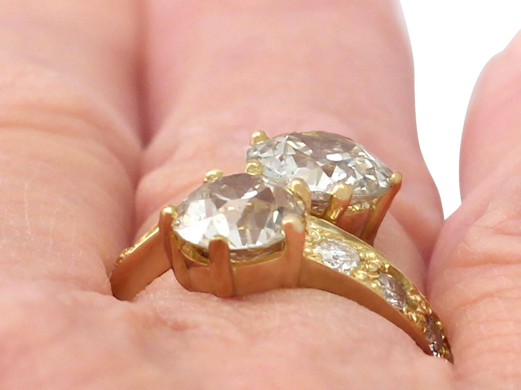 3.27Ct Diamond and 18k Yellow Gold Twist Ring - Antique Circa 1920 3