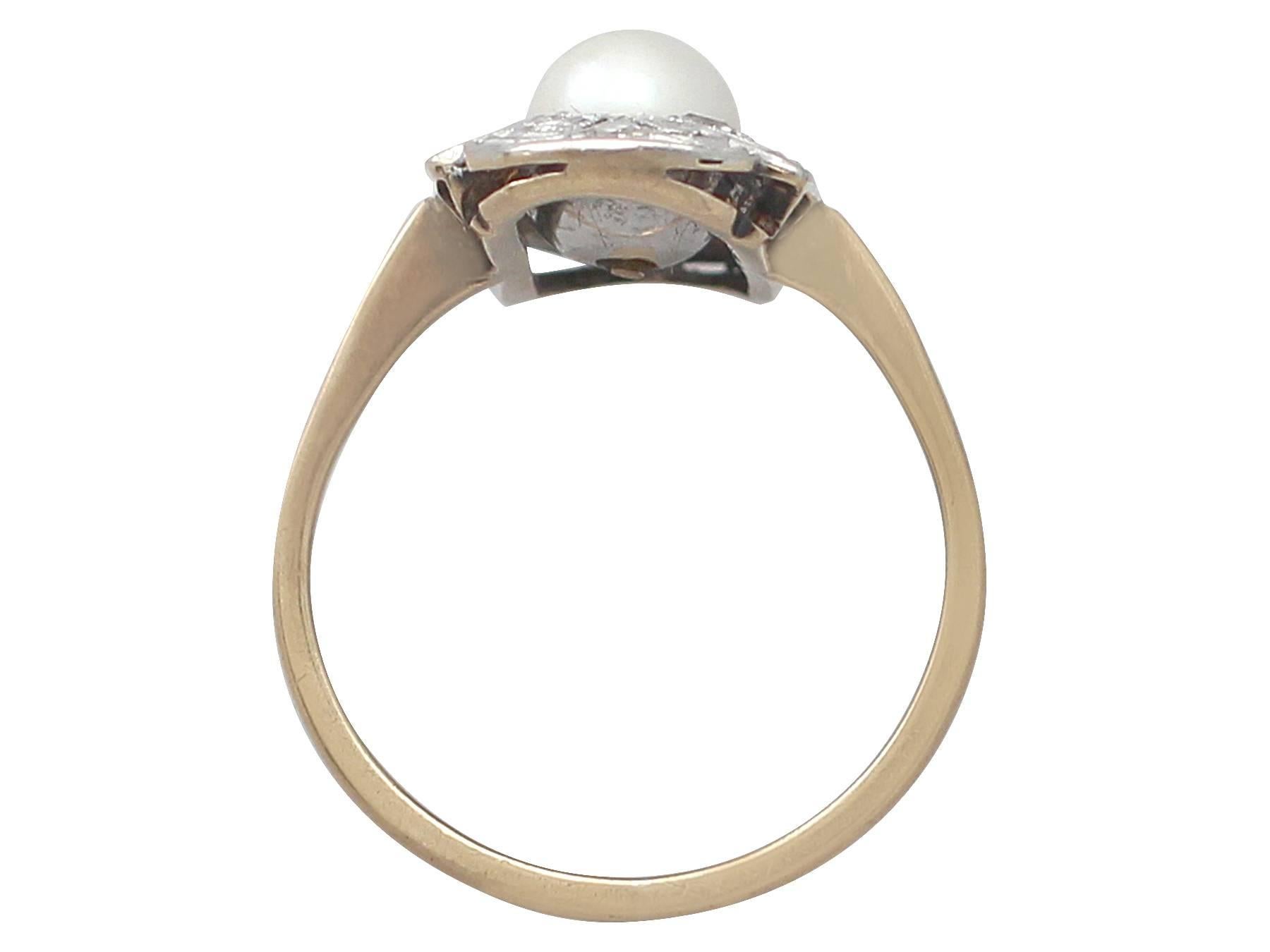 Pearl & 0.28Ct Diamond, 14k Yellow Gold & Platinum Set Dress Ring - Antique 1