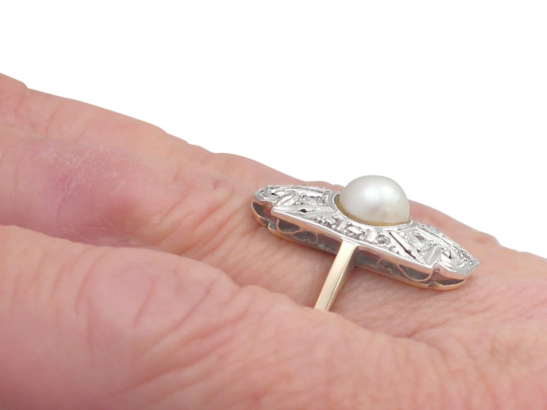 Pearl & 0.28Ct Diamond, 14k Yellow Gold & Platinum Set Dress Ring - Antique 4