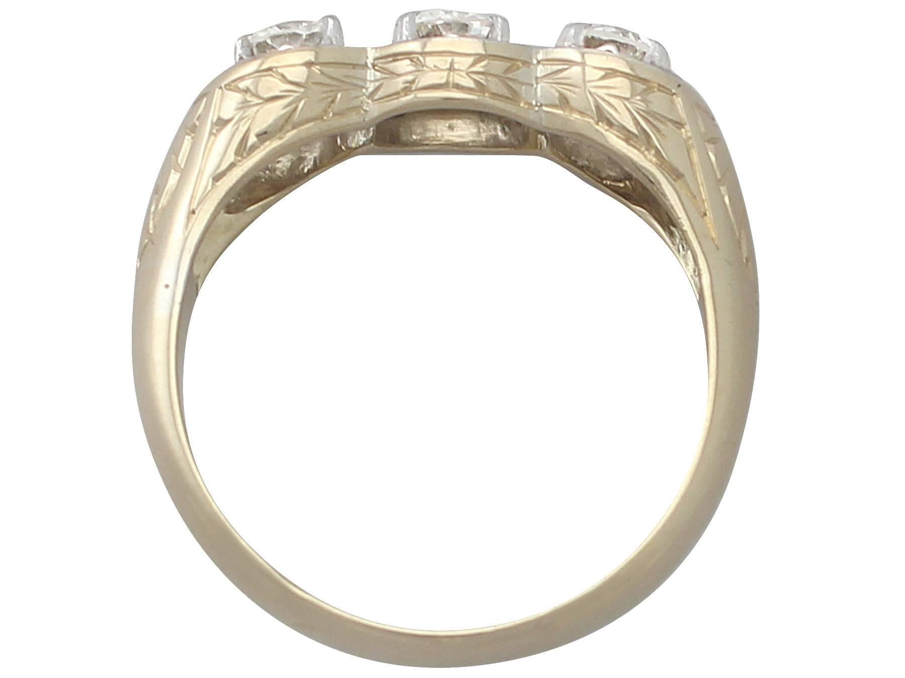 Women's Antique Circa 1920 0.60Ct Diamond & 15k Yellow Gold, Platinum Set Trilogy Ring