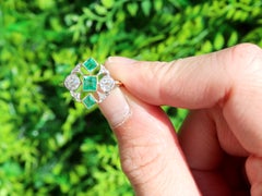 Antique Art Deco Emerald and Diamond Yellow Gold Cocktail Ring, circa 1920