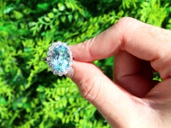 7.65 Carat Aquamarine and 1.02 Carat Diamond White Gold Cocktail Ring