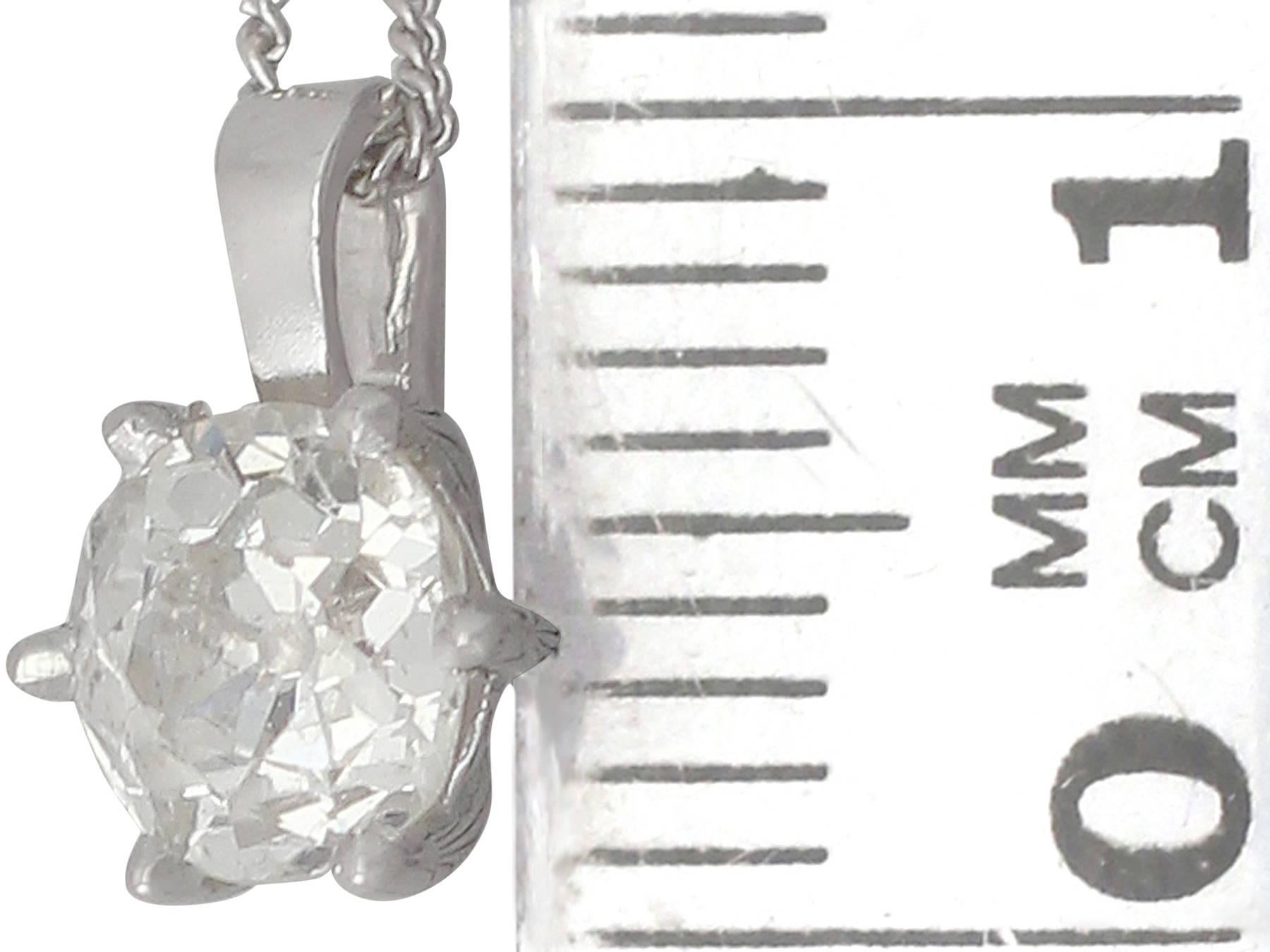 0.89Ct Diamond & Platinum Solitaire Pendant - Antique Circa 1900 & Contemporary 3
