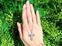 Antique 0.72ct Diamond Cross Pendant in 18k White Gold, Circa 1930
