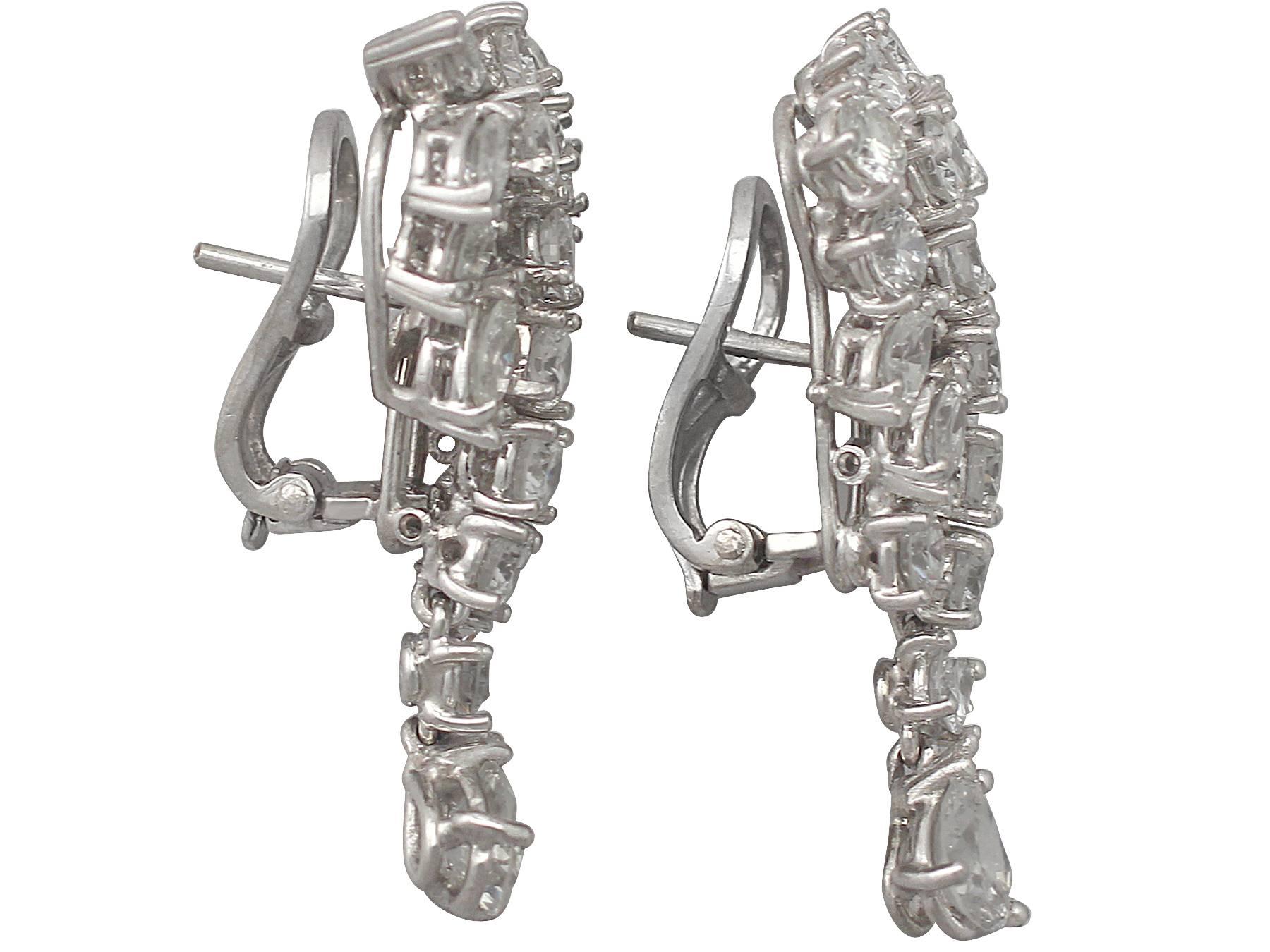 Women's 1950s 7.53 Carat Diamond and Platinum Drop Earrings