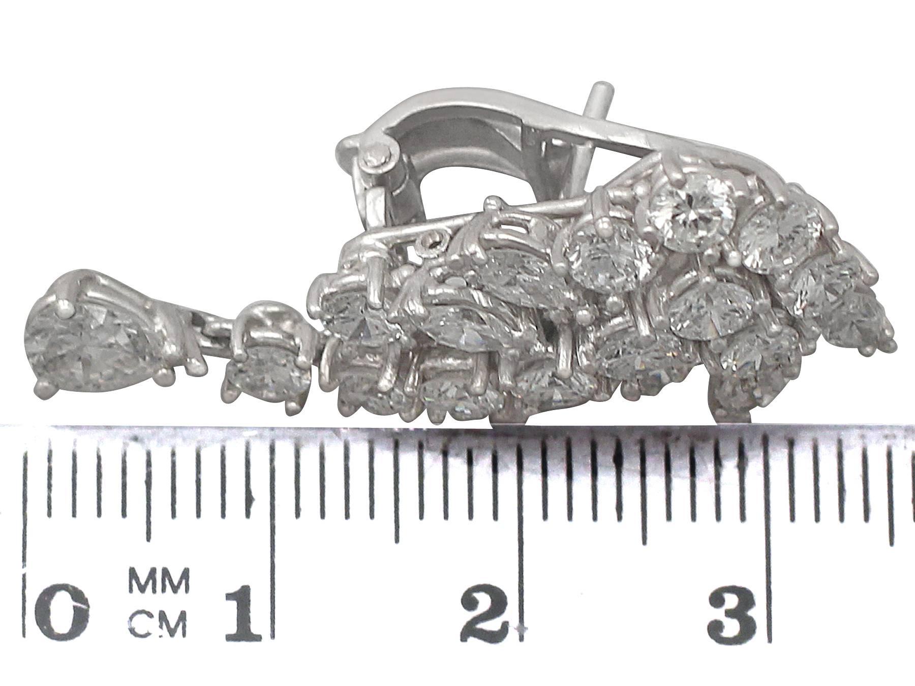 1950s 7.53 Carat Diamond and Platinum Drop Earrings 3