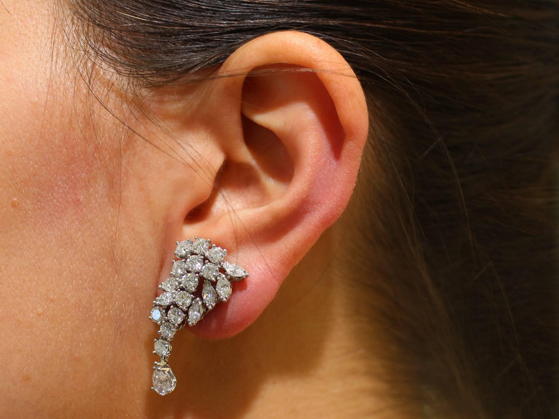 1950s 7.53 Carat Diamond and Platinum Drop Earrings 5