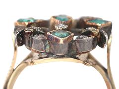 1820s 1.02 Carat Emerald & Diamond Yellow Gold Silver Set Cocktail Ring