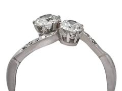 0.75Ct Diamond & 18k White Gold Twist Ring - Antique 1910