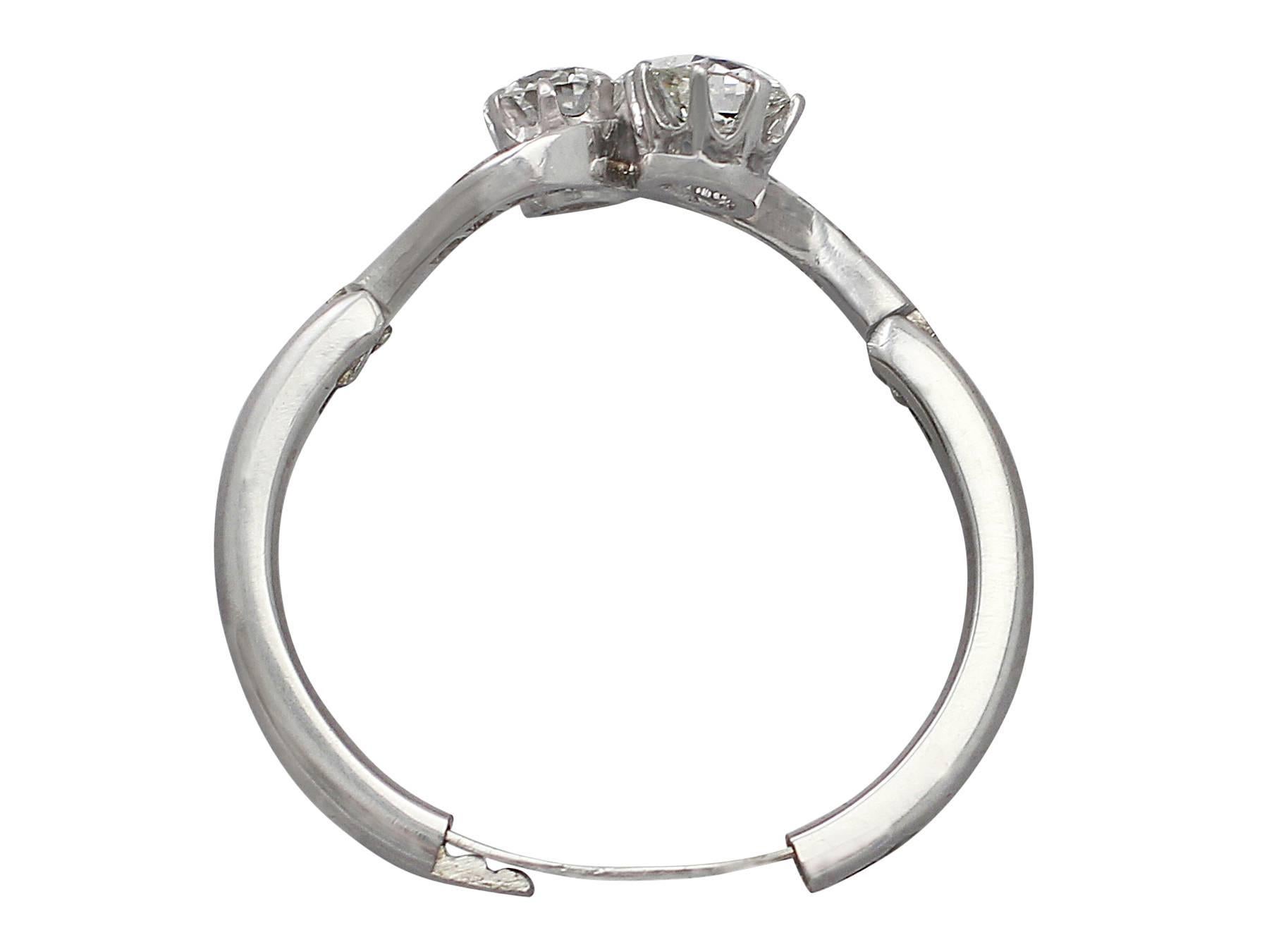 Women's 0.75Ct Diamond & 18k White Gold Twist Ring - Antique 1910