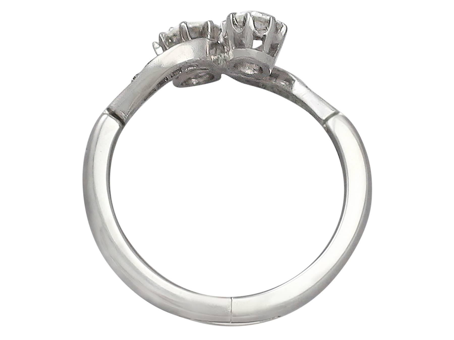 0.75Ct Diamond & 18k White Gold Twist Ring - Antique 1910 1