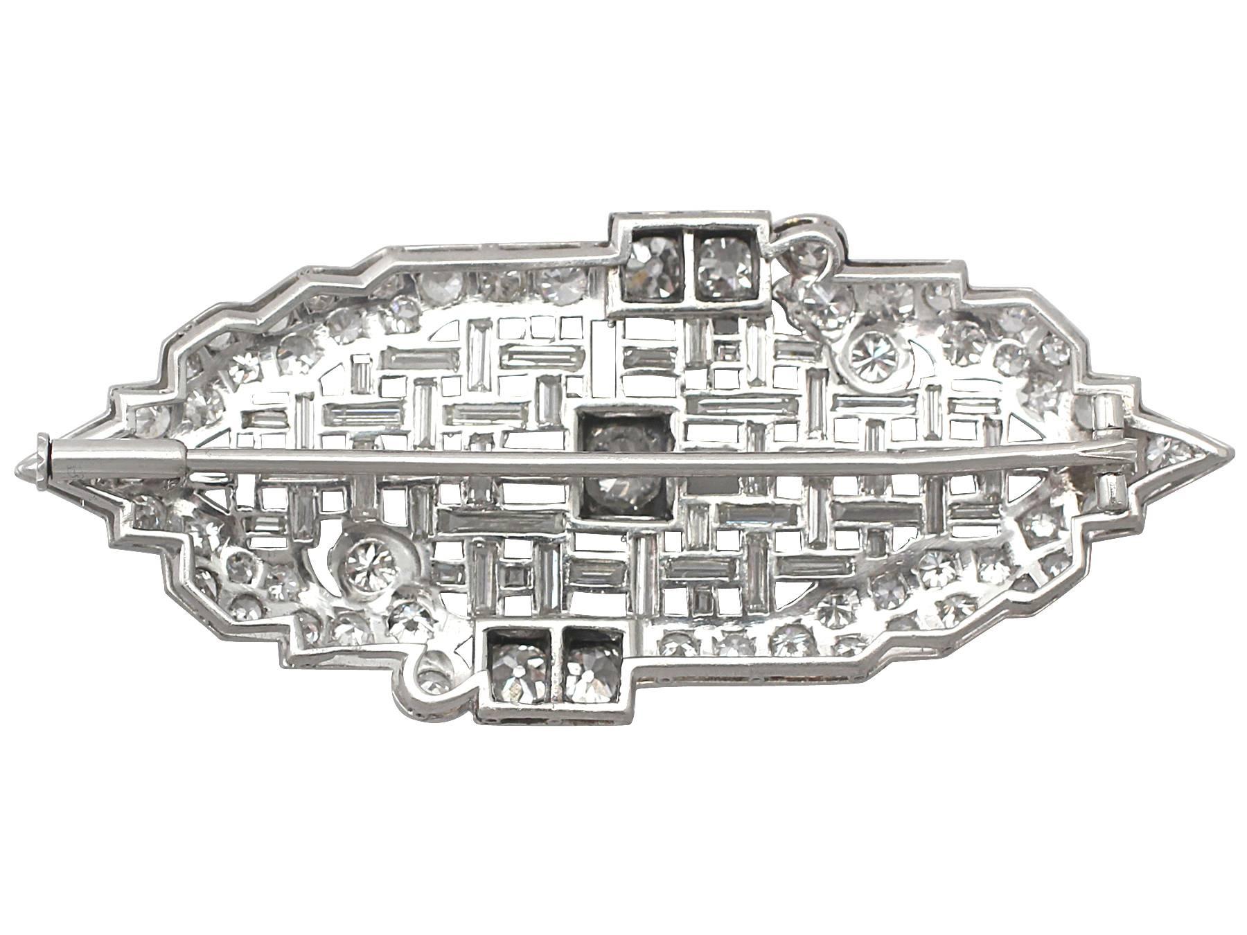 5.83Ct Diamond and Platinum Brooch - Art Deco Style - Antique Circa 1920 2