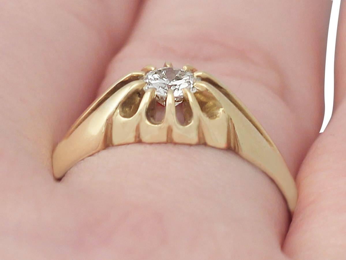 0.38Ct Diamond and 22k Yellow Gold Ring - Antique Victorian 5