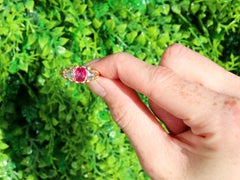 Antique Victorian 1.28 Ct Oval Cut Burmese Pink Sapphire and Diamond Gold Ring