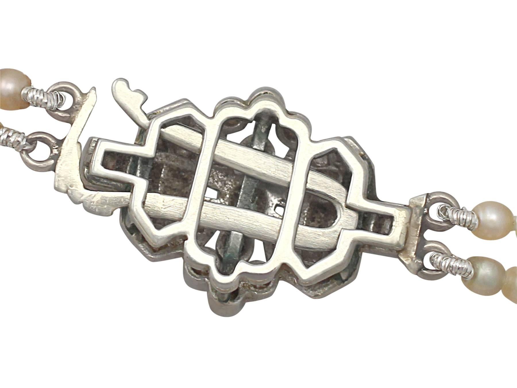 Doppelstrangige Perlenkette mit 0::55 Karat Diamant:: Verschluss aus Weißgold - antik 1