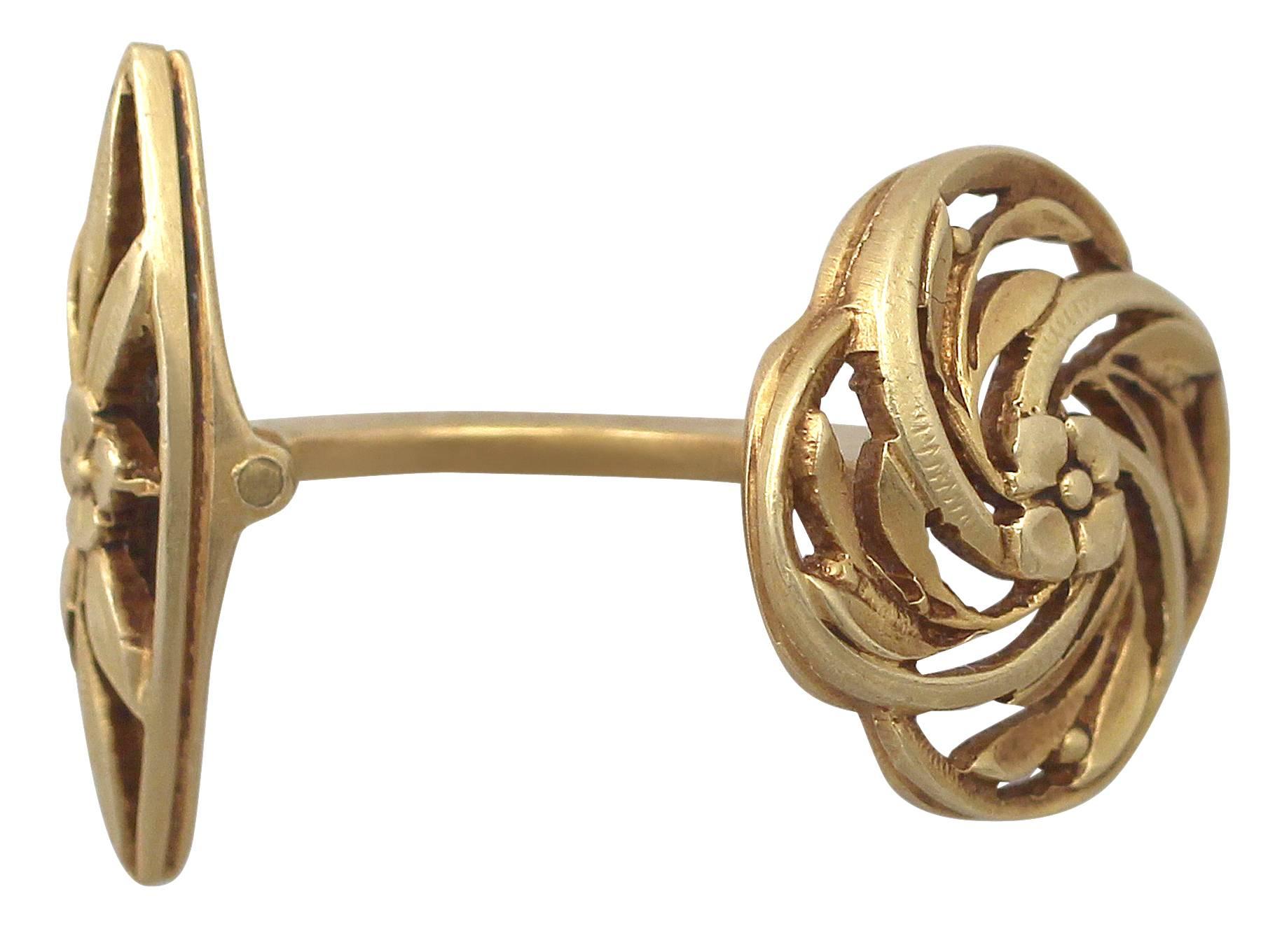 Cufflinks in 18k Yellow Gold - Antique French Circa 1900 In Excellent Condition In Jesmond, Newcastle Upon Tyne