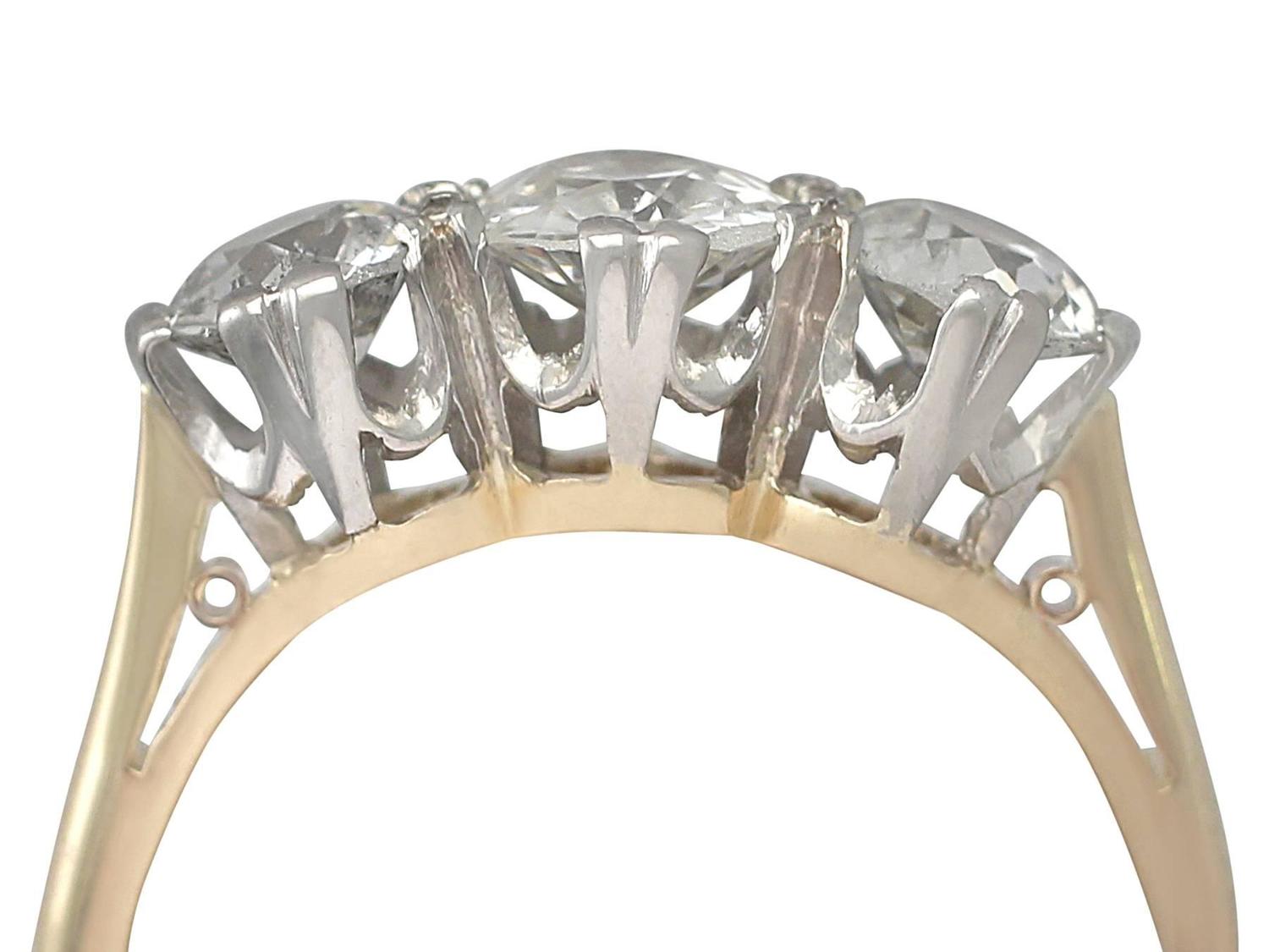 1.47Ct Diamond and 15k Yellow Gold, Palladium Set Trilogy Ring
