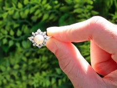 Vintage Cultured Pearl and Diamond Yellow Gold Cocktail Ring