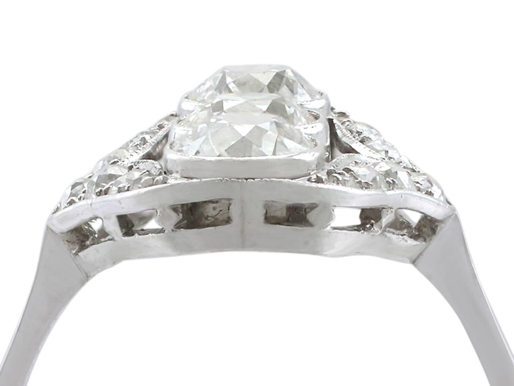 Round Cut 1910s Antique 2.44 Carat Diamond Platinum Three-Stone Ring