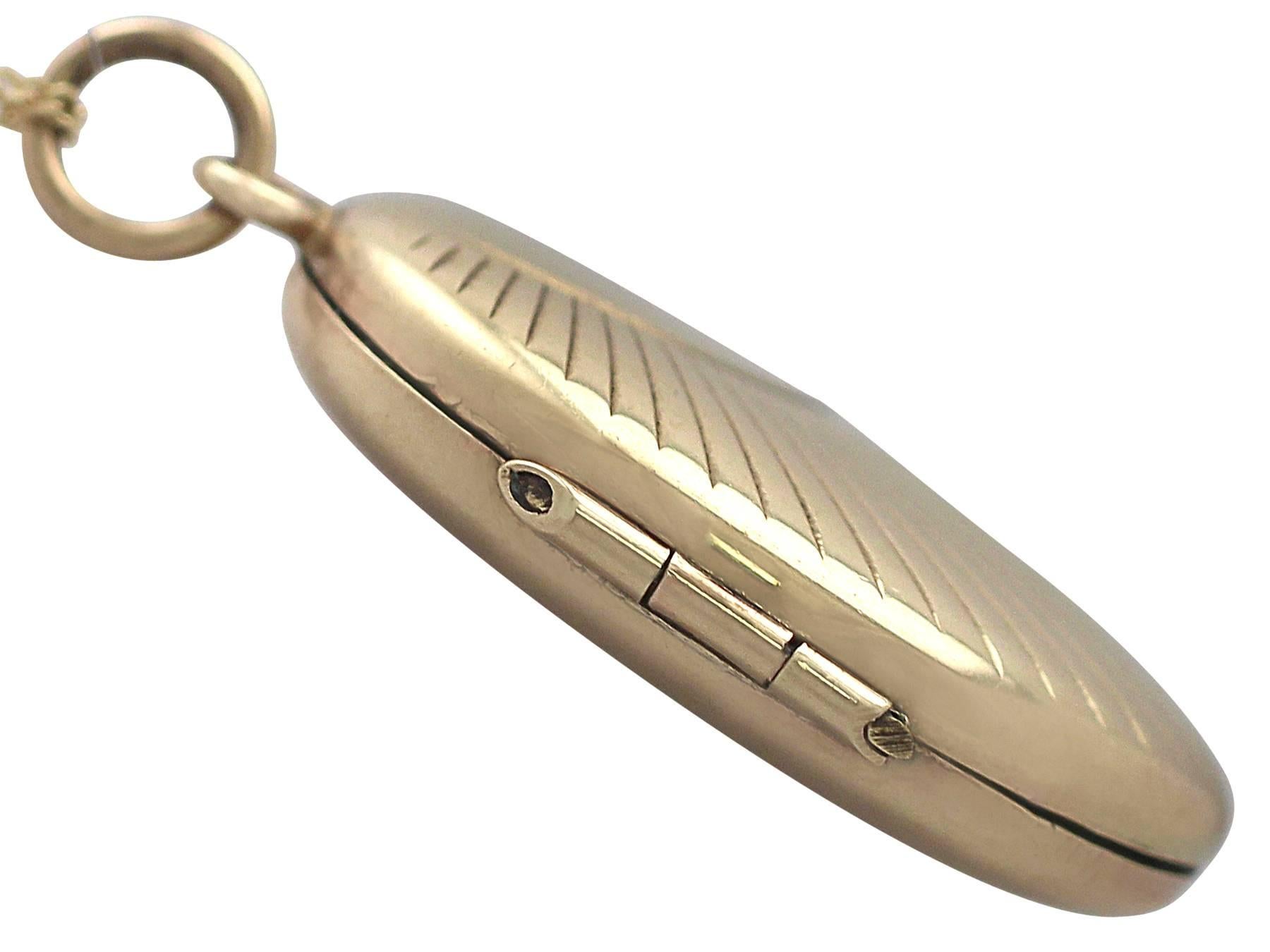 9k Gelbgold Medaillon - Art Deco Stil - Vintage Circa 1950 (Art déco)