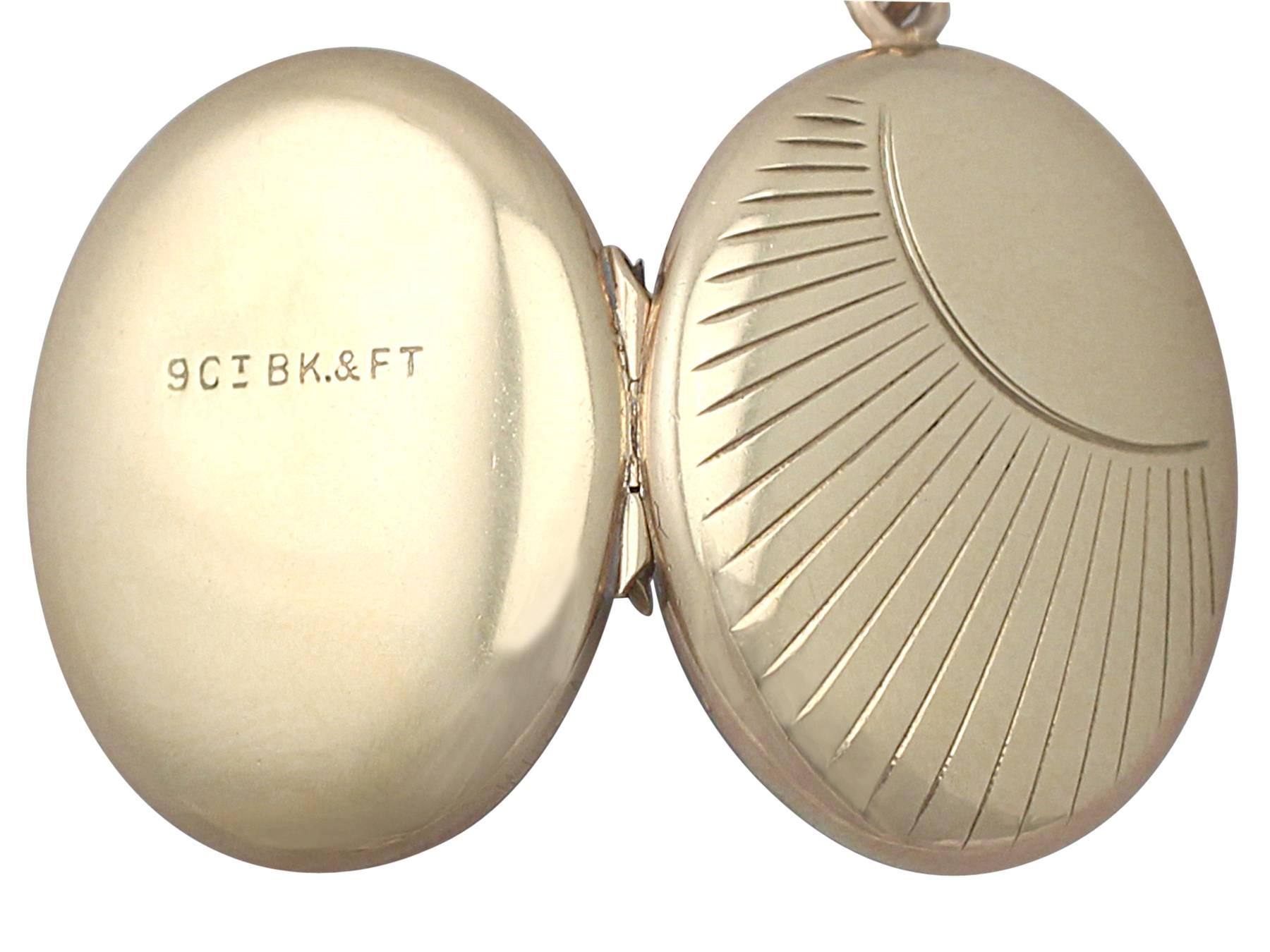 9k Gelbgold Medaillon - Art Deco Stil - Vintage Circa 1950 1