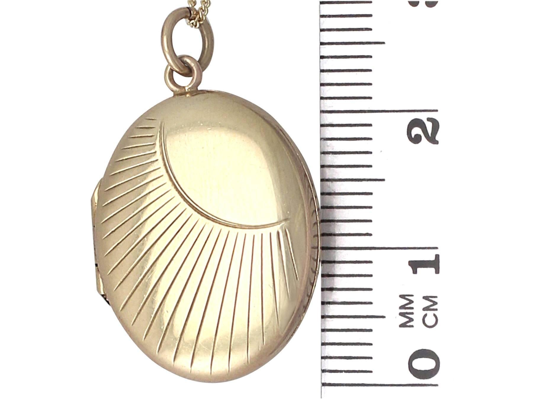9k Gelbgold Medaillon - Art Deco Stil - Vintage Circa 1950 2