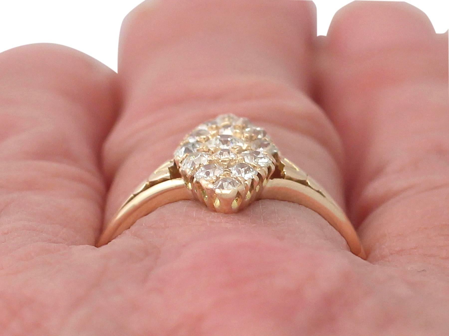 0.56Ct Diamond and 18k Yellow Gold Dress Ring - Antique 1907 5