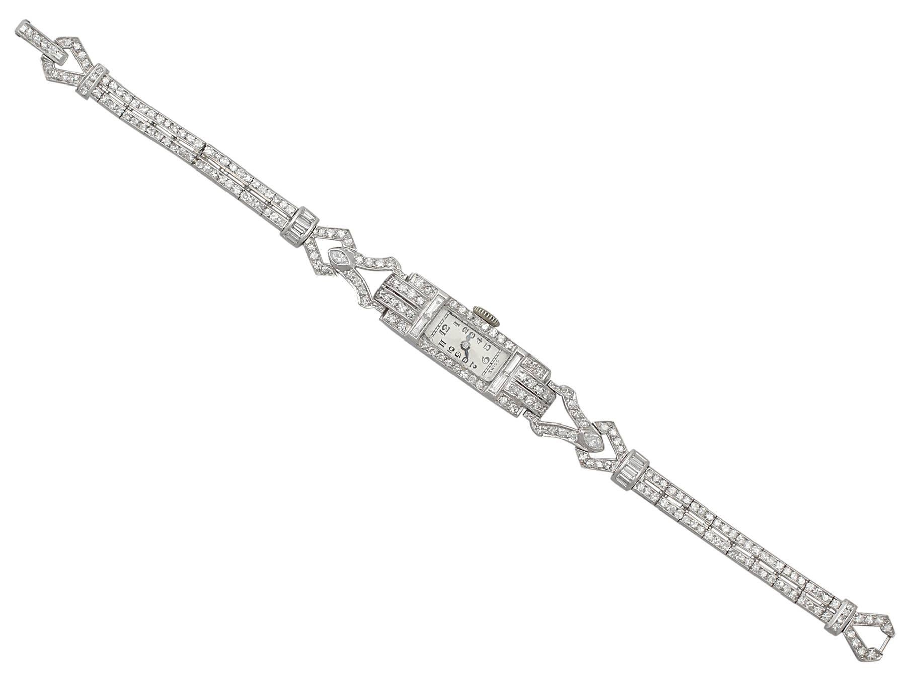 2.88Ct Diamond and Platinum Ladies Cocktail Watch - Art Deco Style - Circa 1930 5