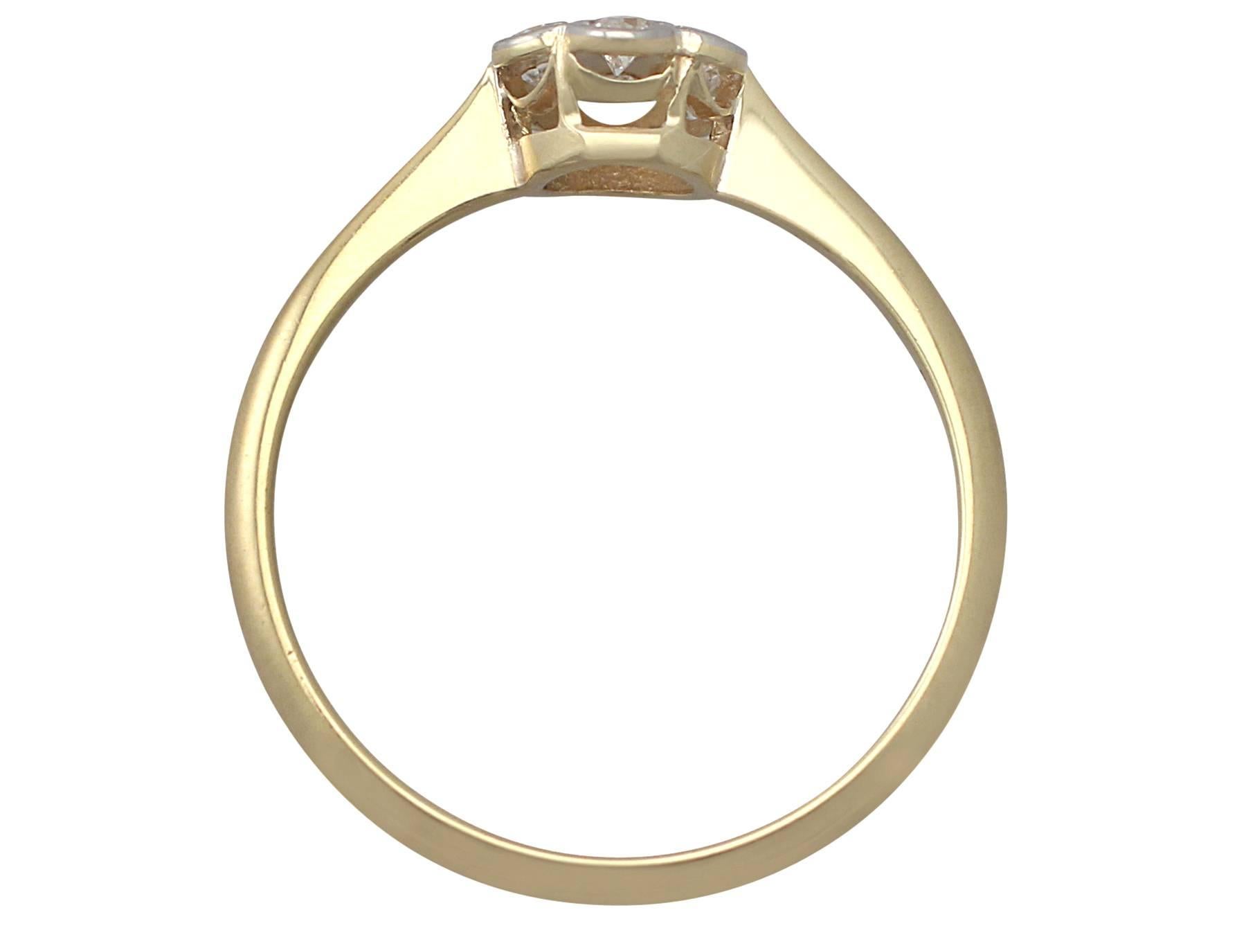 1940s Diamond & Yellow Gold Platinum Set Cluster Ring 1