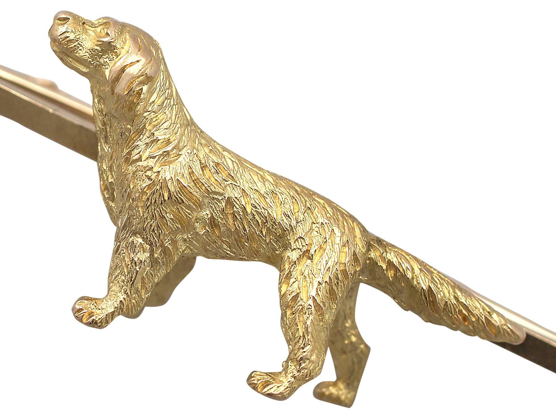 An exceptional, fine and impressive antique Victorian 15 carat yellow gold dog brooch in the form of a retriever; part of our antique jewelry and estate jewelry collections

This exceptional, fine and impressive dog brooch has been crafted in 15k