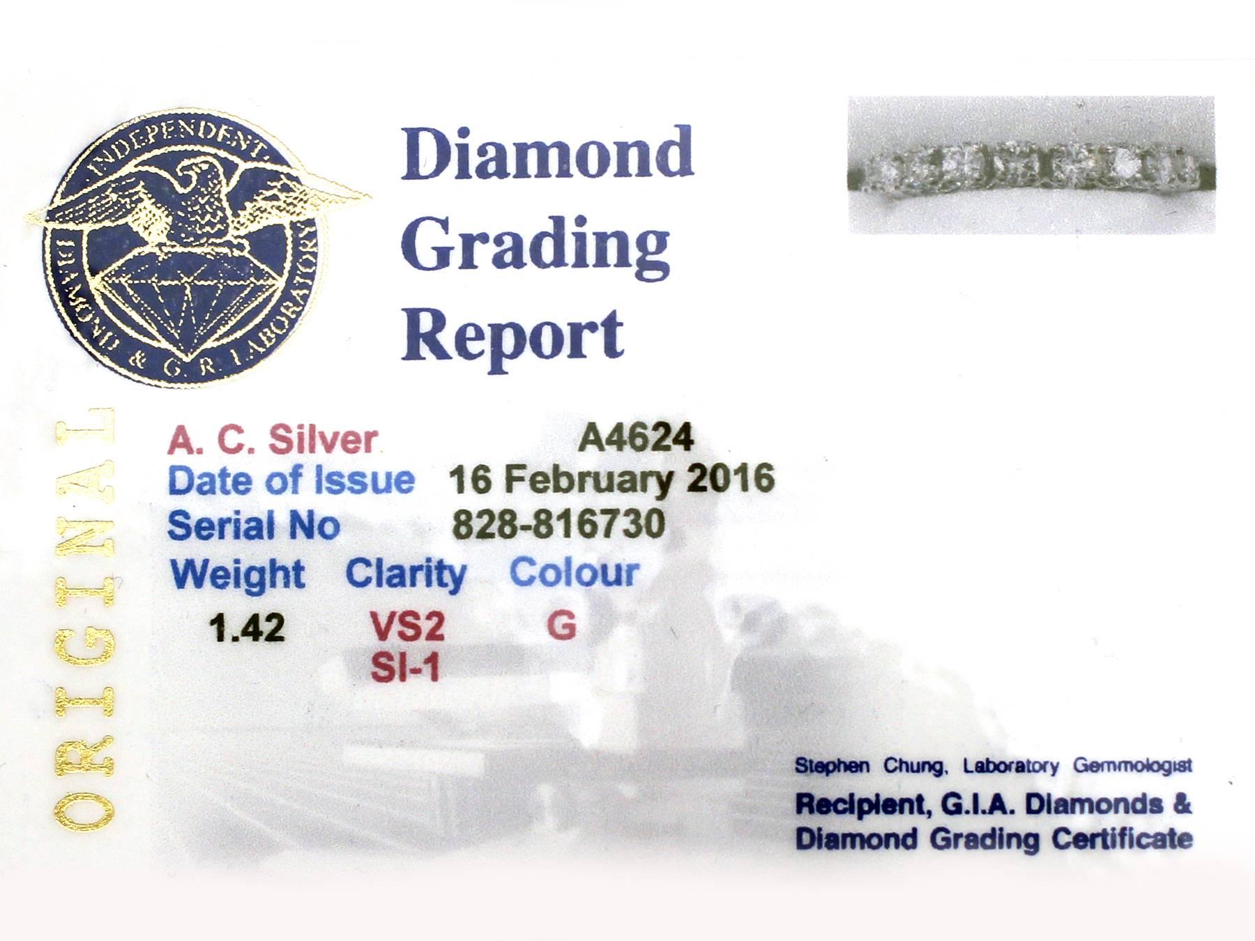 1.42Ct Diamond and 18k White Gold Full Eternity Ring - Vintage Circa 1960 1