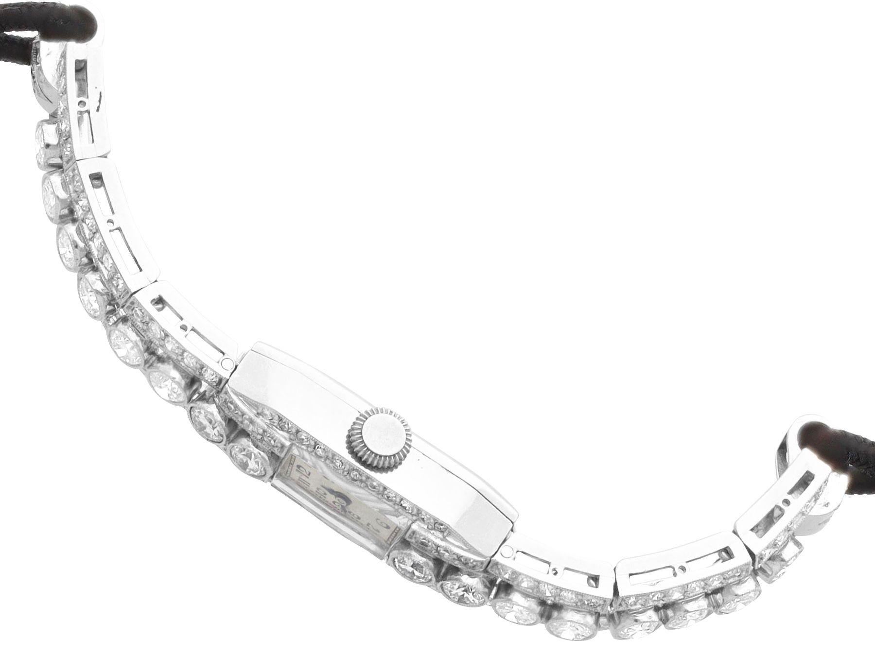 Women's or Men's Antique 4.35 Carat Diamond Ladies French Watch in White Gold and Platinum