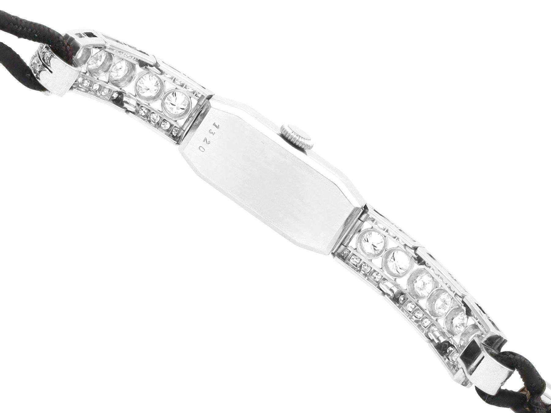 Antique 4.35 Carat Diamond Ladies French Watch in White Gold and Platinum 1